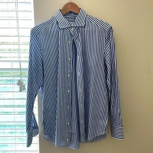 BOGLIOLI MILANO Blue and white striped 100% cotton shirt / slim fit 🙌🏻💫